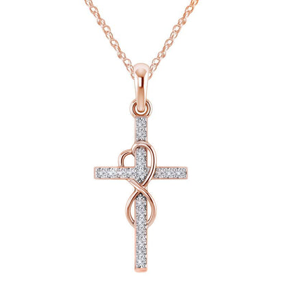 Cross Necklace with Diamond Pendant – Gold, Rose Gold & Silver