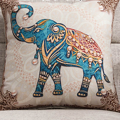 Elephant Print Pillow Cushion Cover – Decorative Animal Pillowcase for Sofa & Home