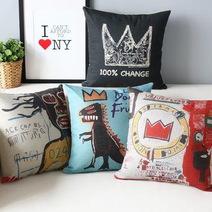 American Doodle Art Cushion Cover – Fun Decorative Pillow Case for Sofa & Home