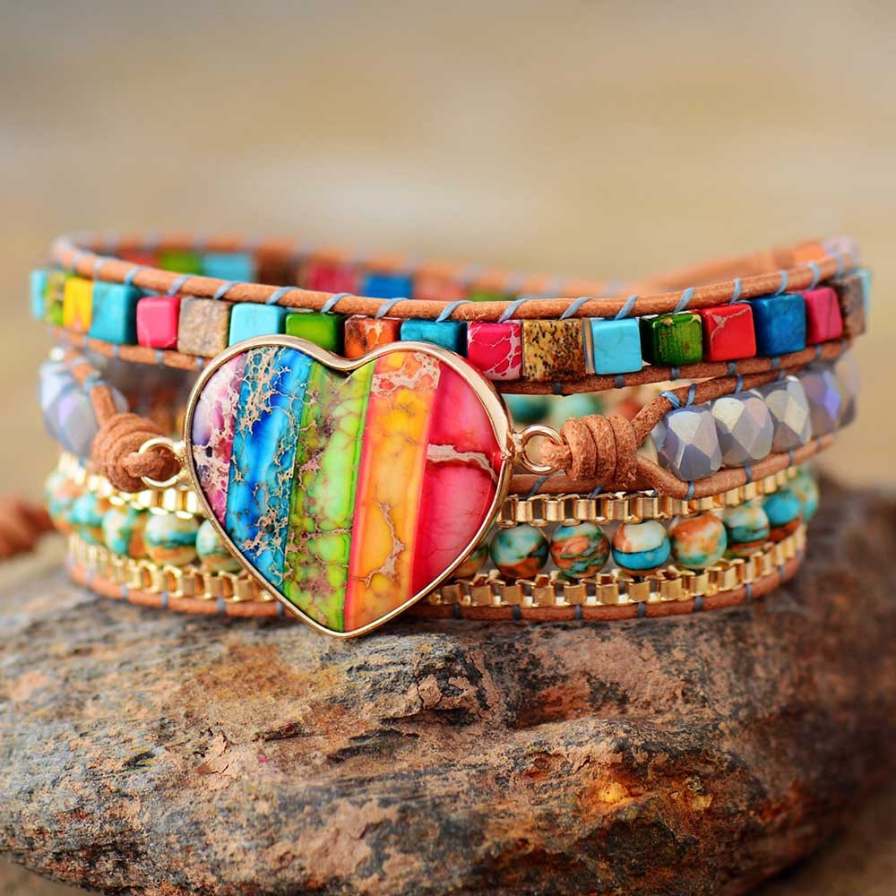 Natural Agate Hand-Woven Bracelet – Heart Shape Spiritual Jewelry for Women & Men