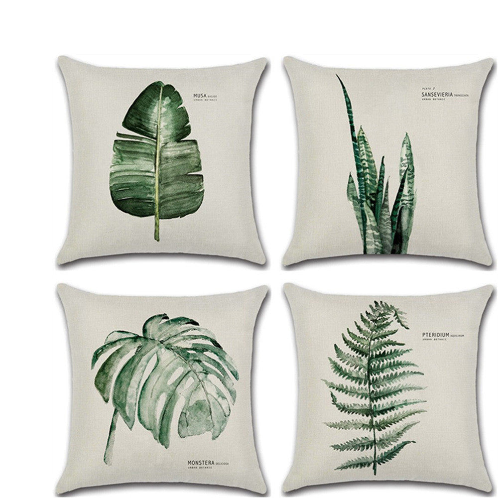 Plain Elegant Flax Leaf Cushion Cover – Natural Linen Pillow Case for Sofa & Home Decor