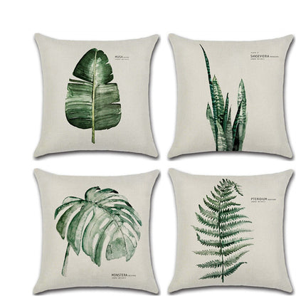 Plain Elegant Flax Leaf Cushion Cover – Natural Linen Pillow Case for Sofa & Home Decor