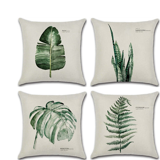 Plain Elegant Flax Leaf Cushion Cover – Natural Linen Pillow Case for Sofa & Home Decor