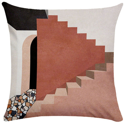 Geometric Building Print Pillowcase – Architectural Decorative Cushion Cover for Sofa & Home