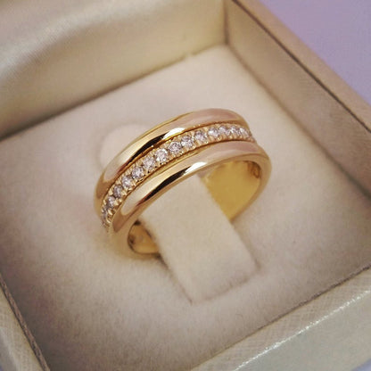 Rhinestone Copper Plated Ring – Gold & White Gold Fashion Jewelry
