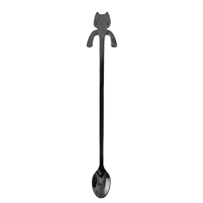 304 Stainless Steel Cartoon Cat Handle Coffee Spoon – Cute Hanging Teaspoon