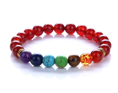 Chakra Energy Yoga Bracelet – Colorful Natural Stone Beads 8mm