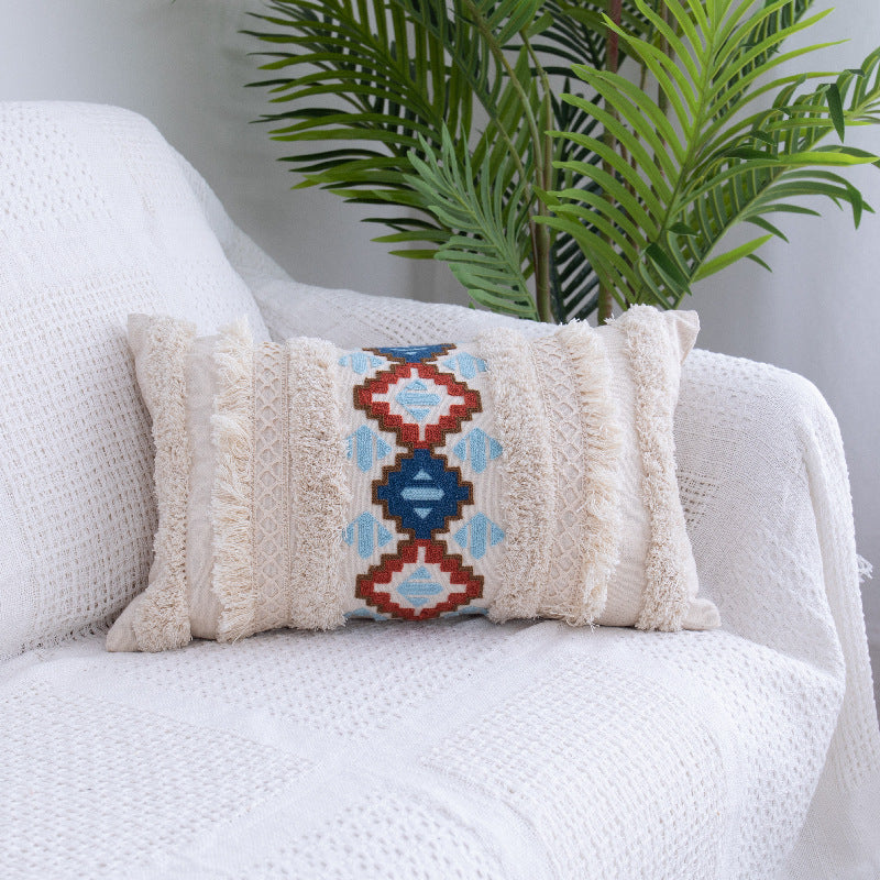 Moroccan Tufted Fringed Throw Pillow Case – Cotton Boho Cushion Cover 45x45 & 30x50cm | 5 Styles