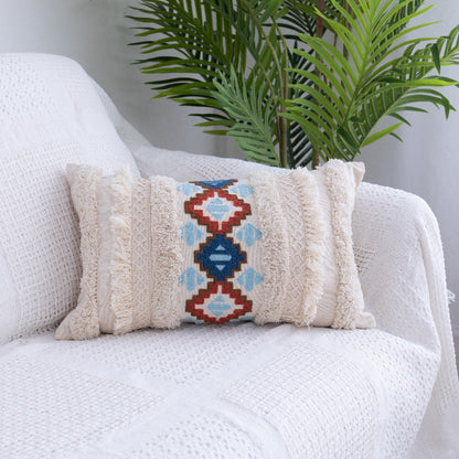 Moroccan Tufted Fringed Throw Pillow Case – Cotton Boho Cushion Cover 45x45 & 30x50cm | 5 Styles