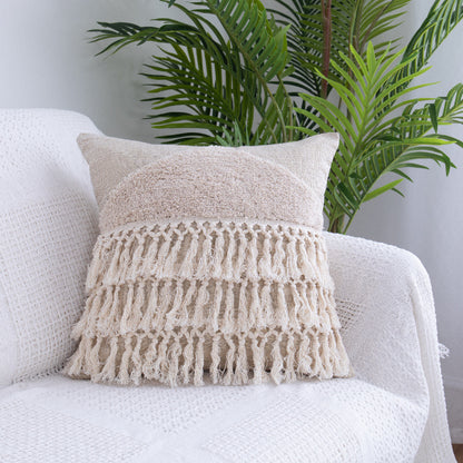 Moroccan Tufted Fringed Throw Pillow Case – Cotton Boho Cushion Cover 45x45 & 30x50cm | 5 Styles