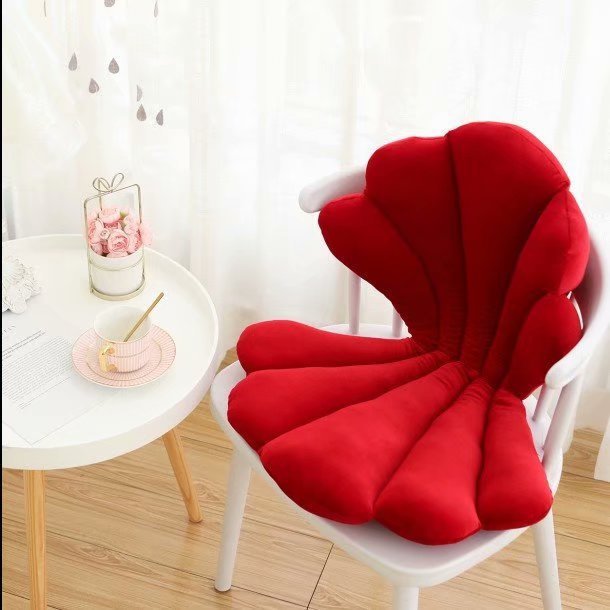 Luxurious Velvet Shell Chair Cushion 75x50cm – Unique Rose Seat Pillow for Restaurant, Girly Room & Home Decor