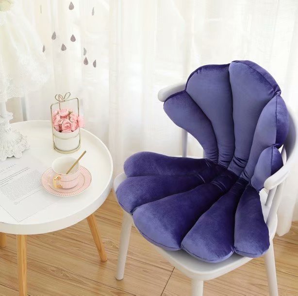 Luxurious Velvet Shell Chair Cushion 75x50cm – Unique Rose Seat Pillow for Restaurant, Girly Room & Home Decor