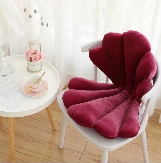 Luxurious Velvet Shell Chair Cushion 75x50cm – Unique Rose Seat Pillow for Restaurant, Girly Room & Home Decor