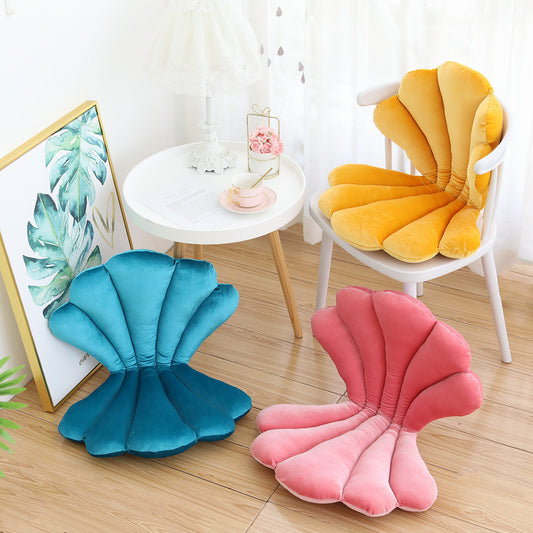 Luxurious Velvet Shell Chair Cushion 75x50cm – Unique Rose Seat Pillow for Restaurant, Girly Room & Home Decor