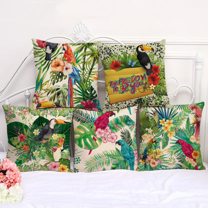 Tropical Plant Cushion Cover – Botanical Print Throw Pillow Case for Living Room Sofa