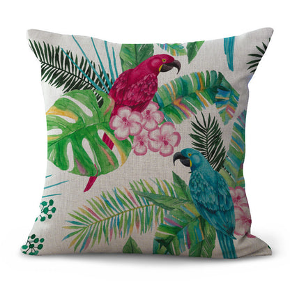 Tropical Plant Cushion Cover – Botanical Print Throw Pillow Case for Living Room Sofa