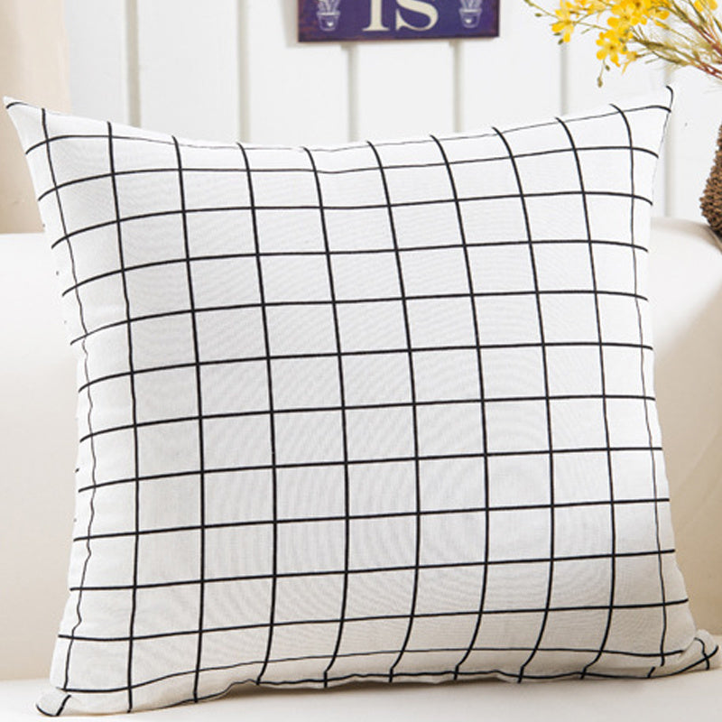 Plush Geometric Black & Yellow Sofa Pillowcase – Bold Decorative Cushion Cover for Living Room