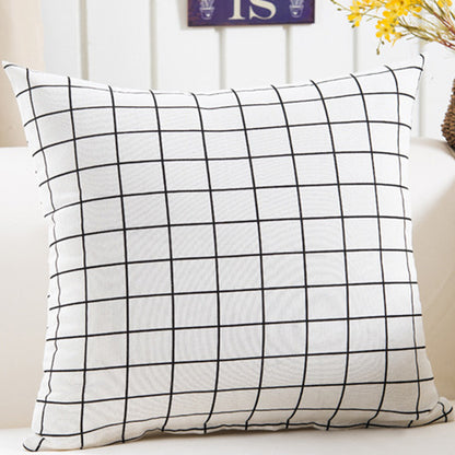 Plush Geometric Black & Yellow Sofa Pillowcase – Bold Decorative Cushion Cover for Living Room
