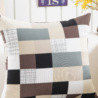 Plush Geometric Black & Yellow Sofa Pillowcase – Bold Decorative Cushion Cover for Living Room