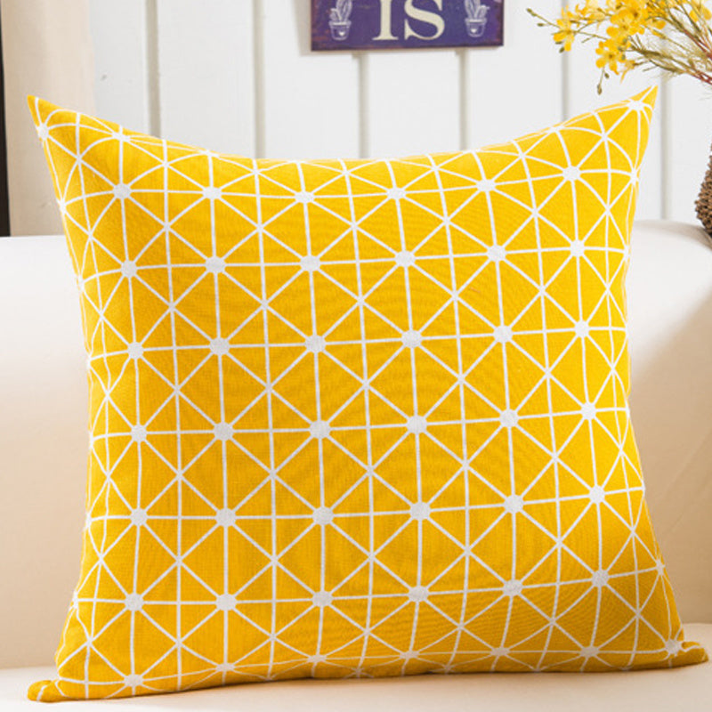 Plush Geometric Black & Yellow Sofa Pillowcase – Bold Decorative Cushion Cover for Living Room