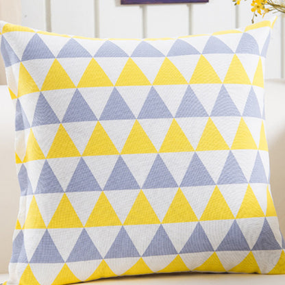 Plush Geometric Black & Yellow Sofa Pillowcase – Bold Decorative Cushion Cover for Living Room