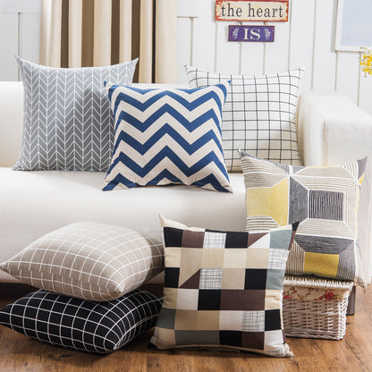 Plush Geometric Black & Yellow Sofa Pillowcase – Bold Decorative Cushion Cover for Living Room