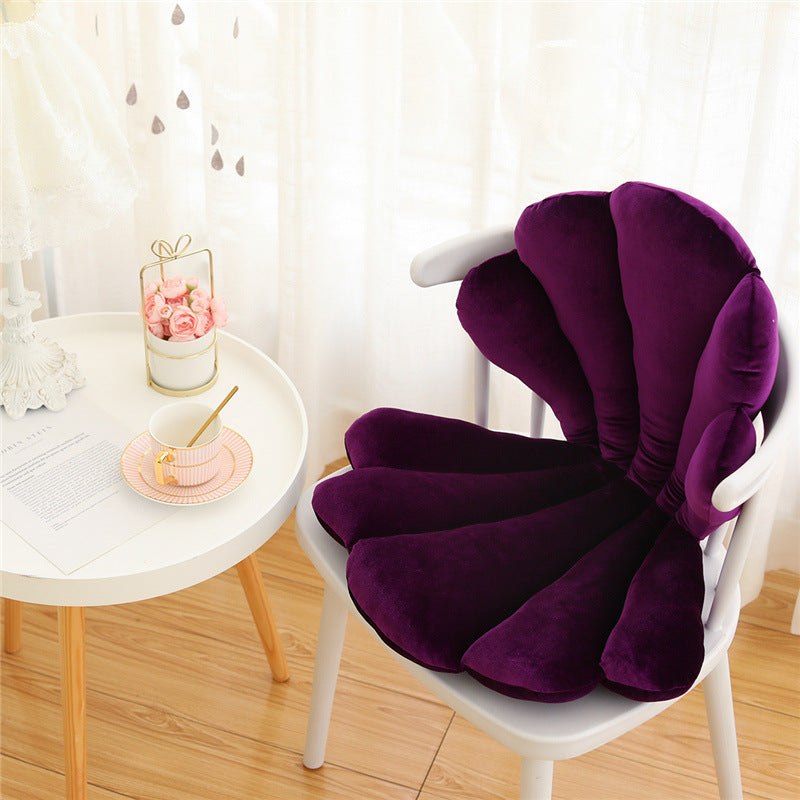 Luxurious Velvet Shell Chair Cushion 75x50cm – Unique Rose Seat Pillow for Restaurant, Girly Room & Home Decor