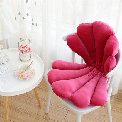 Luxurious Velvet Shell Chair Cushion 75x50cm – Unique Rose Seat Pillow for Restaurant, Girly Room & Home Decor