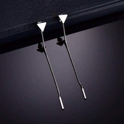 Triangle Tassel Drop Earrings – Rhombus Alloy Jewelry for Women