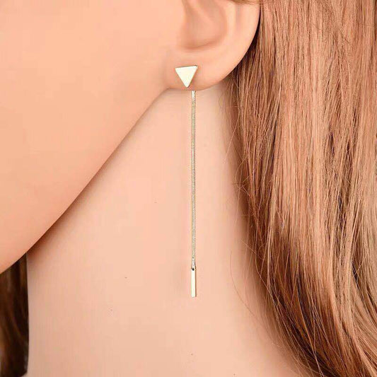 Triangle Tassel Drop Earrings – Rhombus Alloy Jewelry for Women