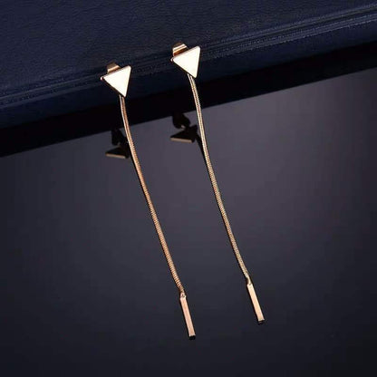Triangle Tassel Drop Earrings – Rhombus Alloy Jewelry for Women