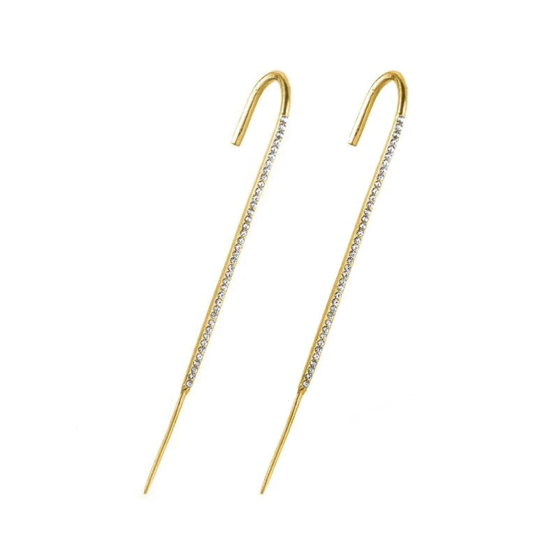 Ear Wrap Crawler Zircon Earrings – Korean Gold & Silver Copper Jewelry for Women