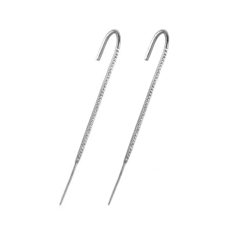Ear Wrap Crawler Zircon Earrings – Korean Gold & Silver Copper Jewelry for Women