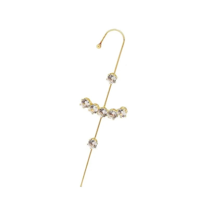 Ear Wrap Crawler Zircon Earrings – Korean Gold & Silver Copper Jewelry for Women