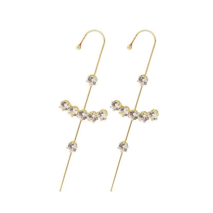 Ear Wrap Crawler Zircon Earrings – Korean Gold & Silver Copper Jewelry for Women