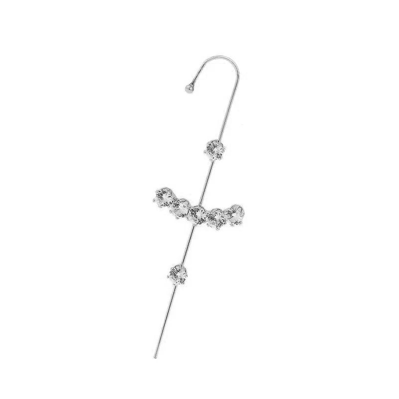 Ear Wrap Crawler Zircon Earrings – Korean Gold & Silver Copper Jewelry for Women