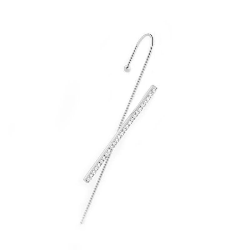 Ear Wrap Crawler Zircon Earrings – Korean Gold & Silver Copper Jewelry for Women