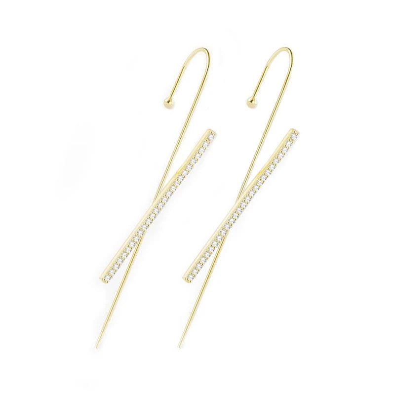 Ear Wrap Crawler Zircon Earrings – Korean Gold & Silver Copper Jewelry for Women