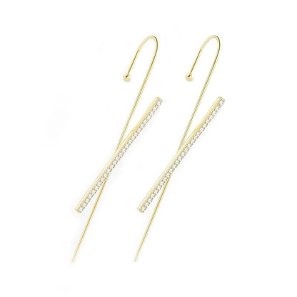 Ear Wrap Crawler Zircon Earrings – Korean Gold & Silver Copper Jewelry for Women
