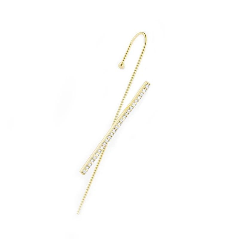 Ear Wrap Crawler Zircon Earrings – Korean Gold & Silver Copper Jewelry for Women