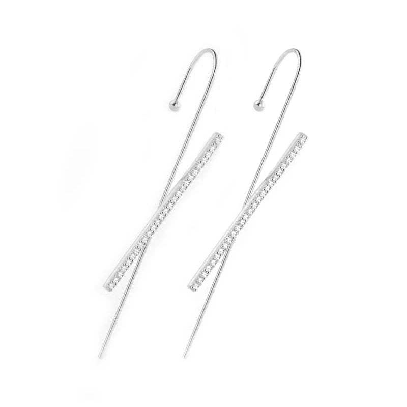Ear Wrap Crawler Zircon Earrings – Korean Gold & Silver Copper Jewelry for Women