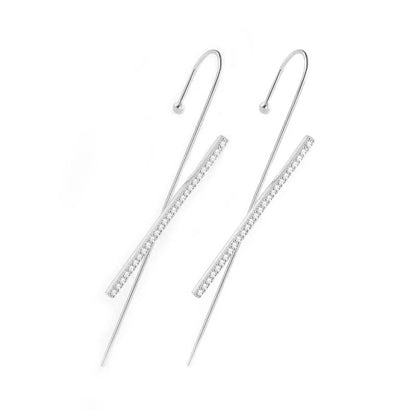Ear Wrap Crawler Zircon Earrings – Korean Gold & Silver Copper Jewelry for Women