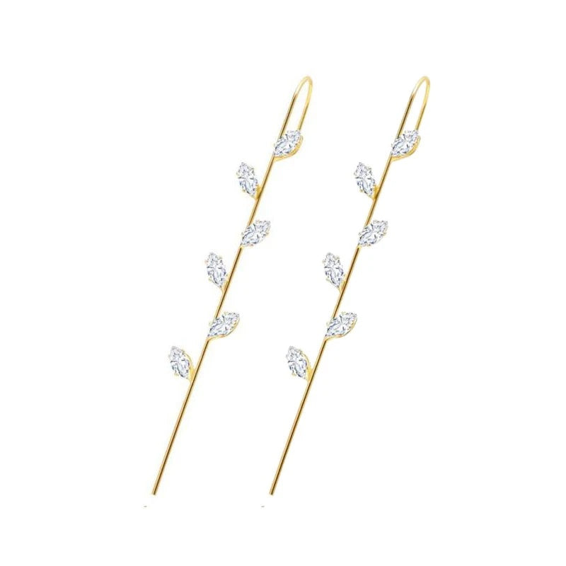 Ear Wrap Crawler Zircon Earrings – Korean Gold & Silver Copper Jewelry for Women