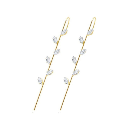 Ear Wrap Crawler Zircon Earrings – Korean Gold & Silver Copper Jewelry for Women