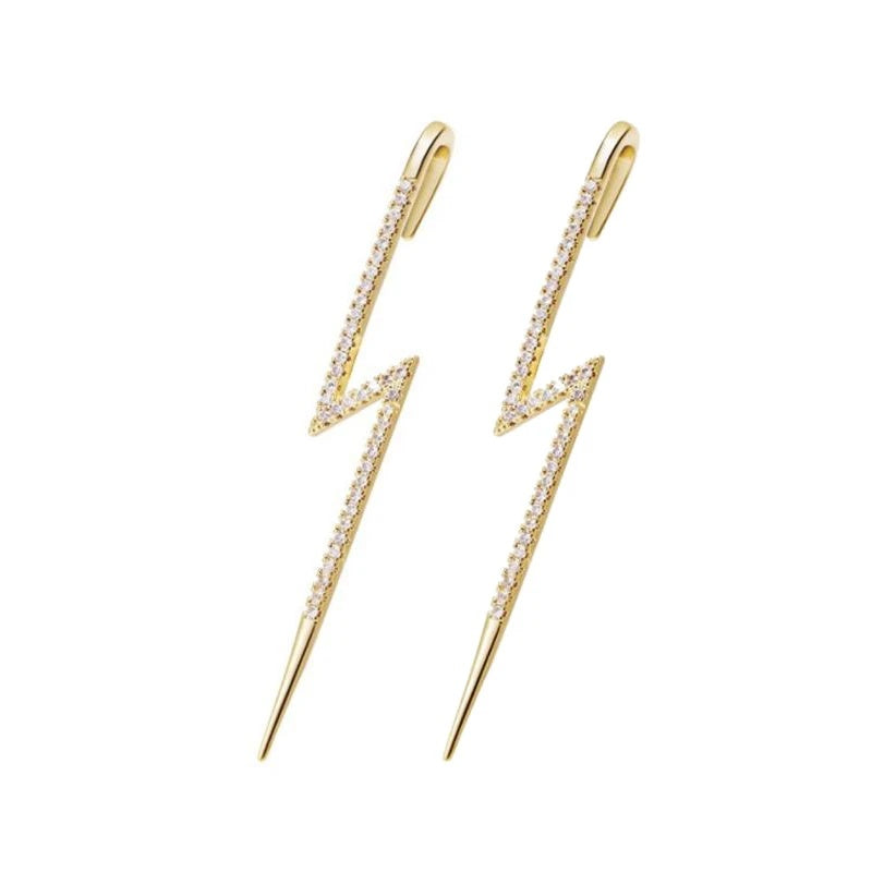 Ear Wrap Crawler Zircon Earrings – Korean Gold & Silver Copper Jewelry for Women