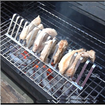 Stainless Steel BBQ Rib Rack – Smoking & Grilling Holder Stand for Outdoor Picnic