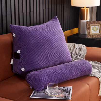 Plush Waist Backrest Lumbar Cushion 45x22x50 & 60x22x50cm – Bedside Sofa Back Support Pillow | 11 Colors