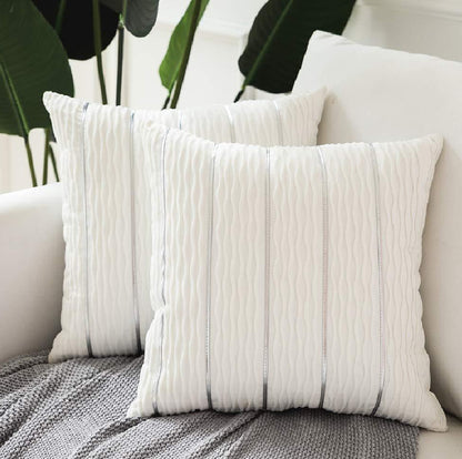 Luxury Striped Velvet Pillow Cover – Simple Flannel Velvet Sofa Cushion Cover & Pillow Case