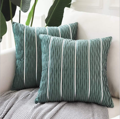 Luxury Striped Velvet Pillow Cover – Simple Flannel Velvet Sofa Cushion Cover & Pillow Case