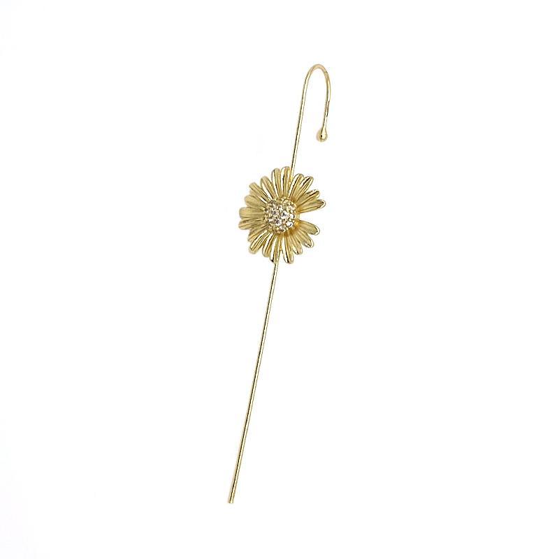 Ear Wrap Crawler Zircon Earrings – Korean Gold & Silver Copper Jewelry for Women